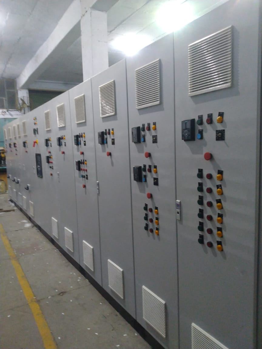 Line-up of motor control panels built by SC Innovators